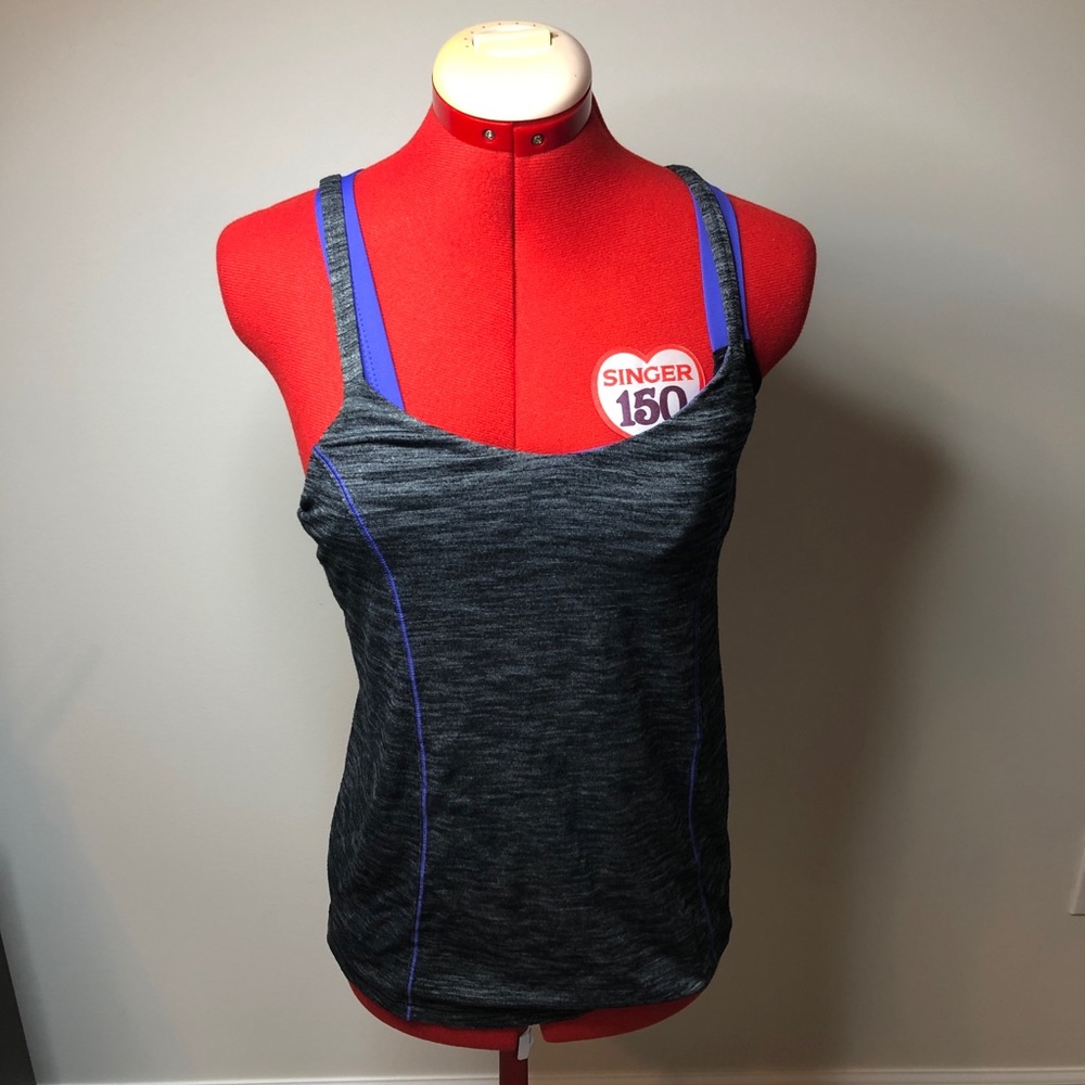 lululemon Gray & Purple Cross Strap Tank Top